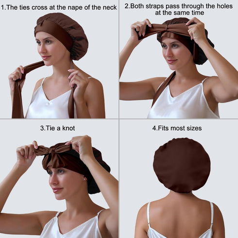 22 Momme Silk Sleep Cap with Ice Silk Band (T)